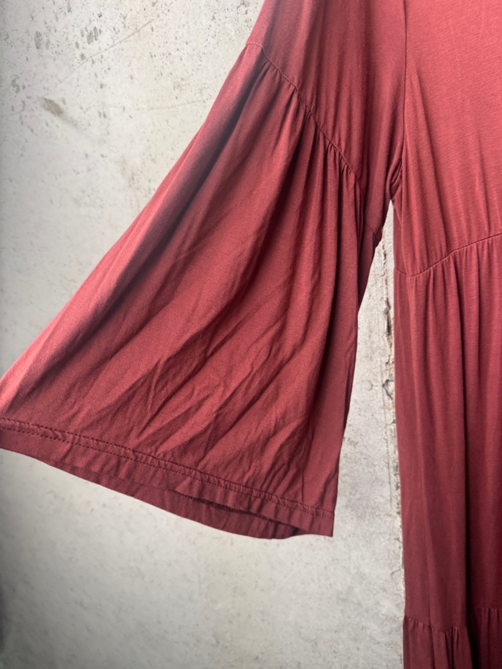 Natural Life Charlotte Tiered Bell Sleeve Rust V-Neck Tiered Maxi Dress sz XL - Picture 4 of 5